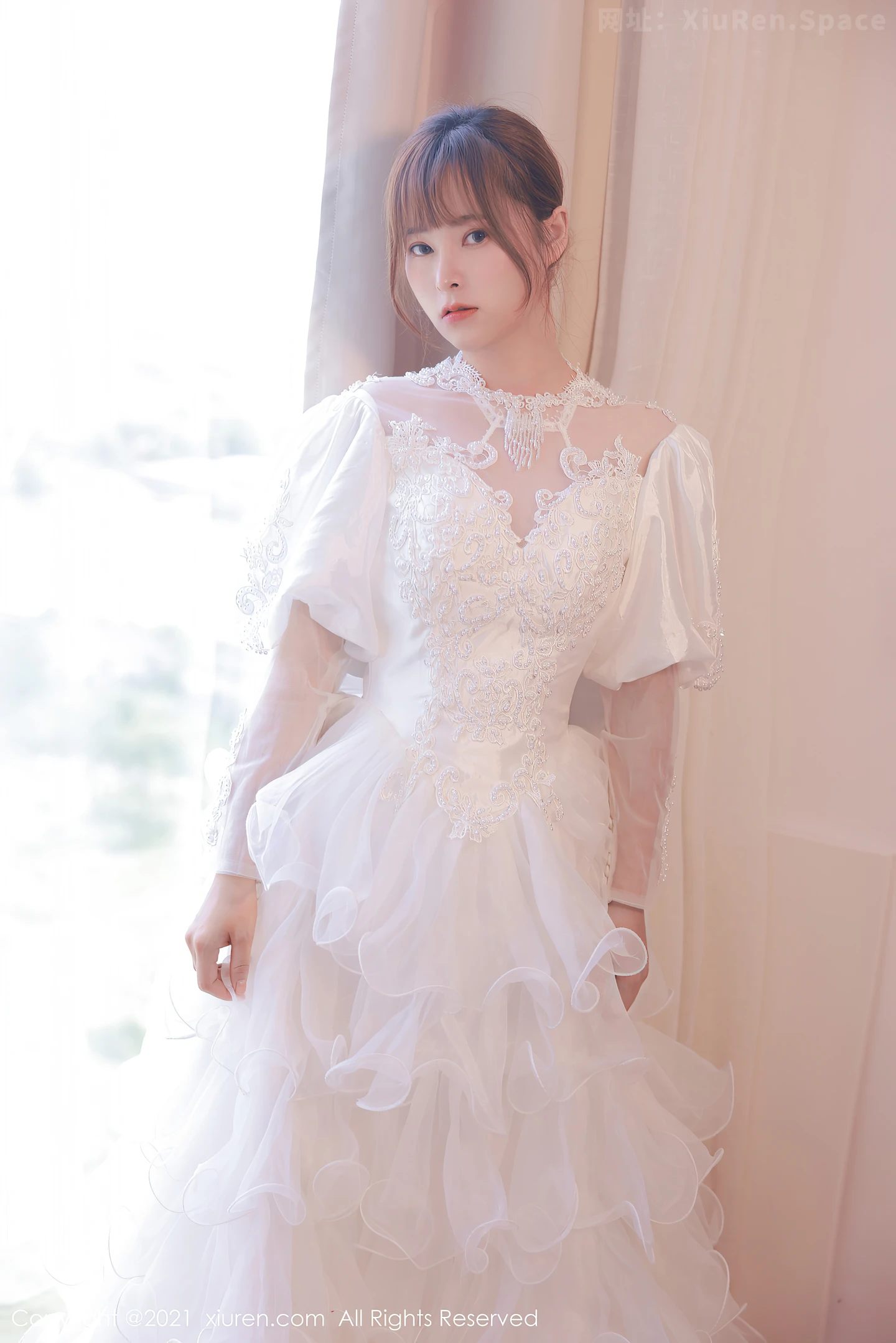图片[2]-[XiuRen秀人网]VOL.3671 模特奈沐子唯美婚纱主题私房情趣服饰配蕾丝吊袜惹火诱惑写真55P-秀人网官方网站